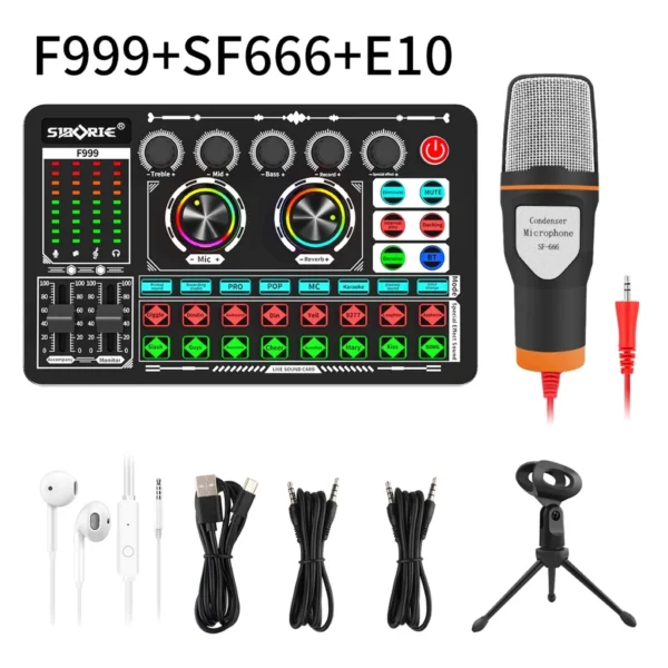 Onered F999 Sound Card Mixer Bluetooth — Audio Interface Live Streaming Profesional