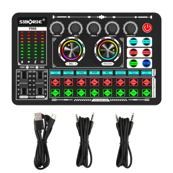 Onered F999 Sound Card Mixer Bluetooth — Audio Interface Live Streaming Profesional