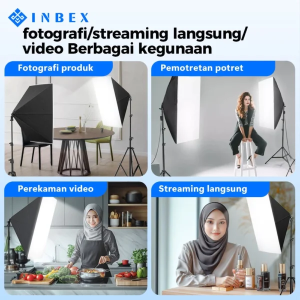 id-11134207-8224u-mi61z2wc8kxs2c INBEX Softbox 50x70cm Lampu Konten Kreator / Lighting Foto Produk / Live Streaming 3 Suhu Warna 5500K