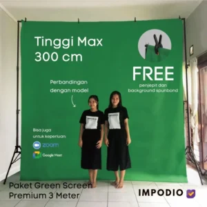 IMPODIO Stand Backdrop 3x3m + Green Screen — Studio Konten Profesional